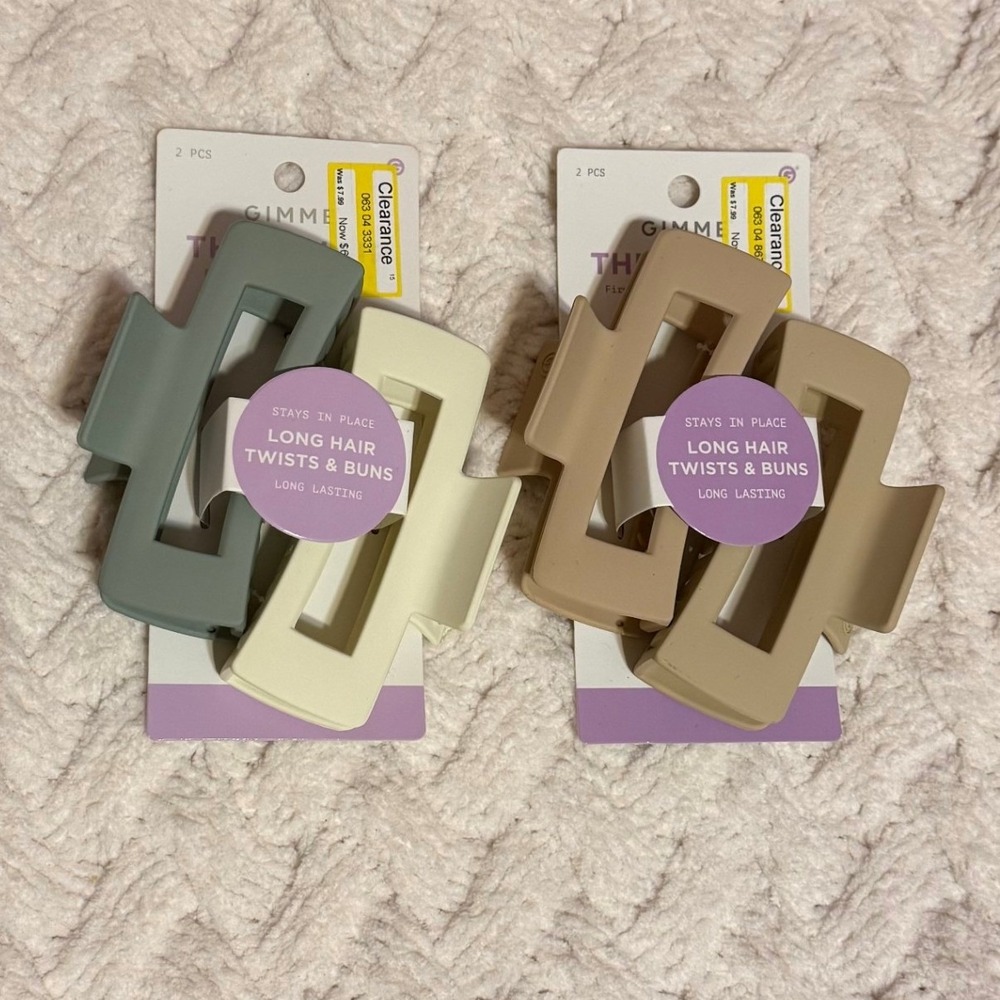 Gimme Beauty Matte Claw Clips 2 Packs 4 Total Long Hair Twists Buns Neutrals